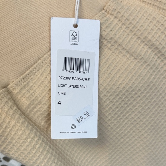 Rhythm Yellow Waffle Wide Leg Skater Pant - Picture 4 of 4